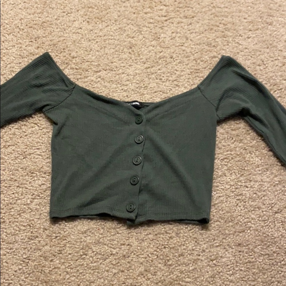 Fashion nova cute green long sleeved crop
